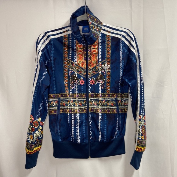 Adidas Originals Cirandeira Firebird Track Jacket Blue Floral Size Small - Picture 4 of 6